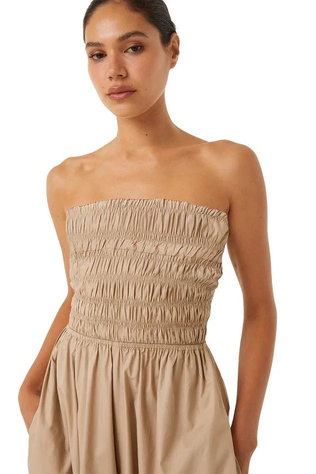 Women MISA Los Angeles Jumpsuits and Rompers ANDREA JUMPSUIT Sand Solid Poplin