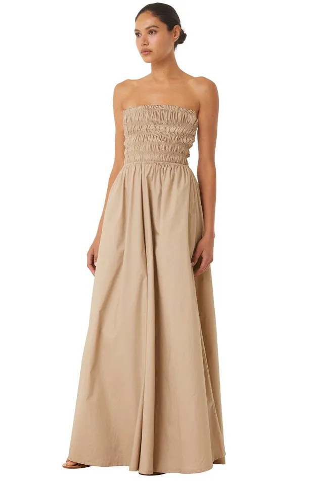 Women MISA Los Angeles Jumpsuits and Rompers ANDREA JUMPSUIT Sand Solid Poplin