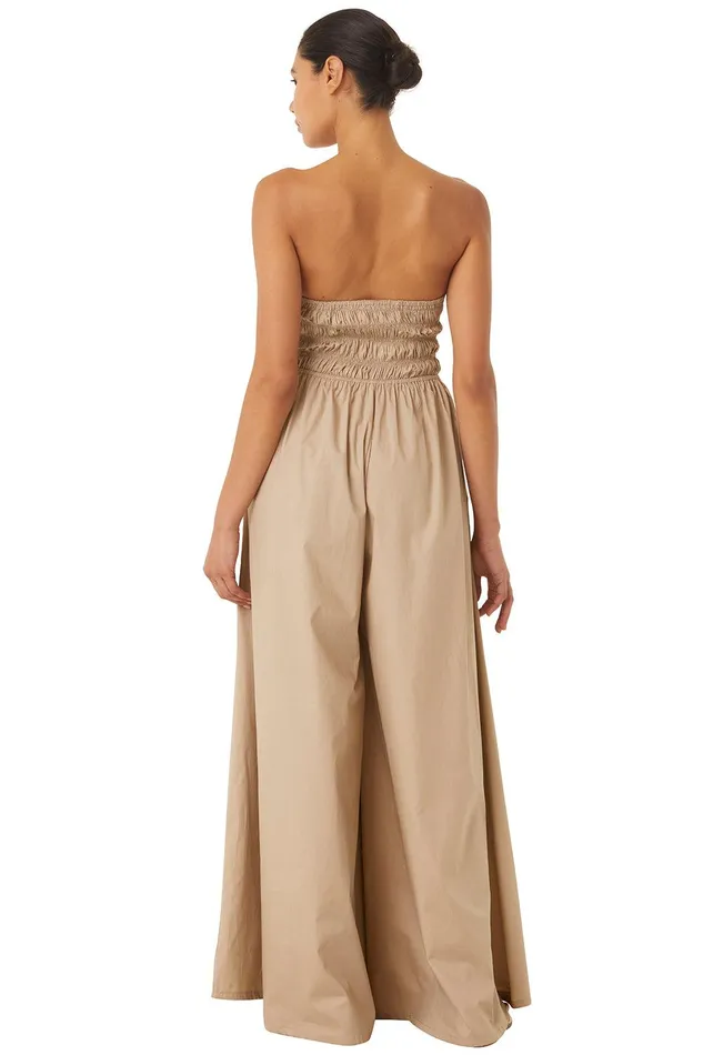 Women MISA Los Angeles Jumpsuits and Rompers ANDREA JUMPSUIT Sand Solid Poplin