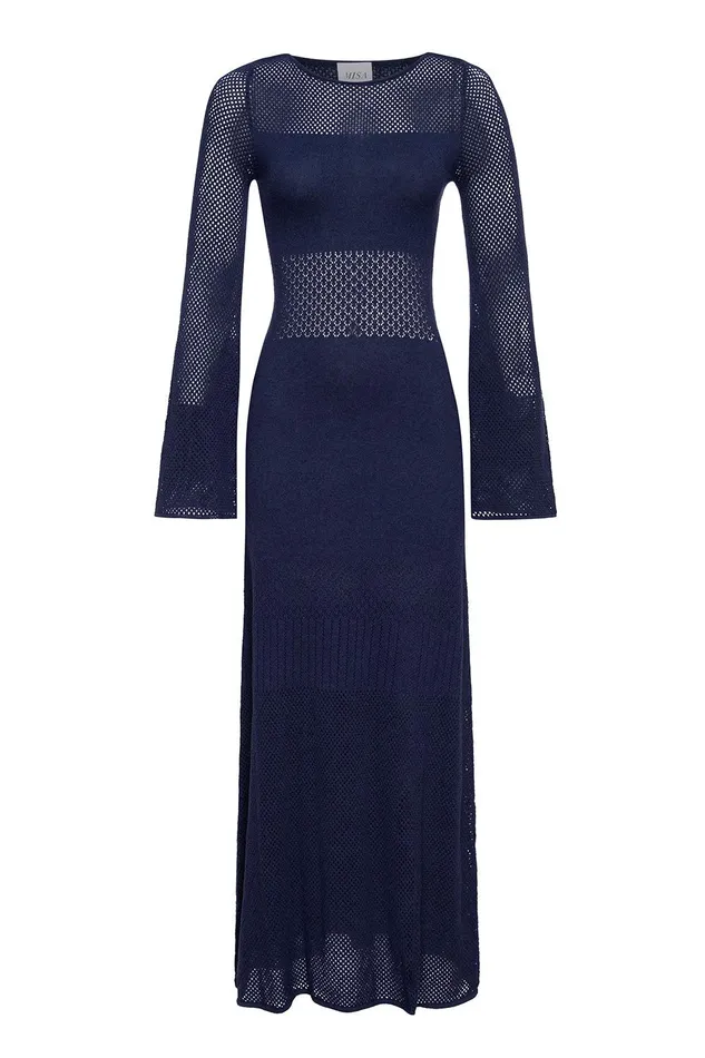 Women MISA Los Angeles Knits IRENE DRESS Midnight Blue