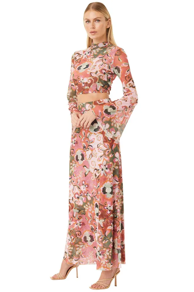 Women MISA Los Angeles Matching Sets EKAT SKIRT Resort Batik Mesh