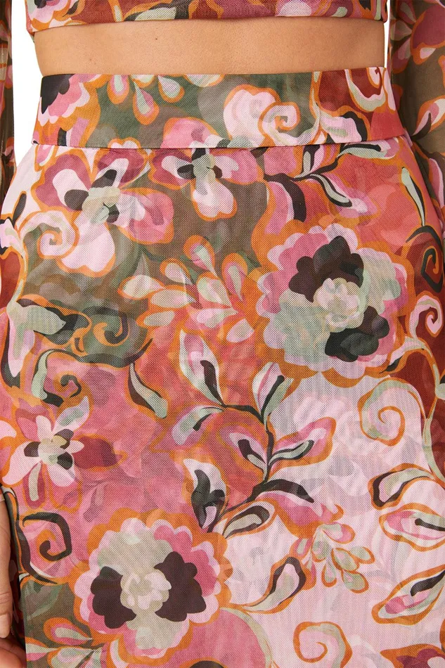 Women MISA Los Angeles Matching Sets EKAT SKIRT Resort Batik Mesh