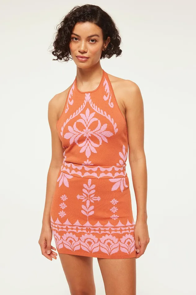 Women MISA Los Angeles Matching Sets HALI TOP Pink Flora Santiago