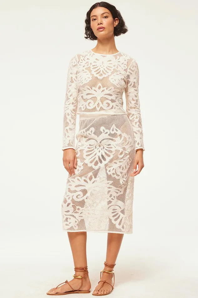 Women MISA Los Angeles Matching Sets KORD SKIRT Embroidered Mesh