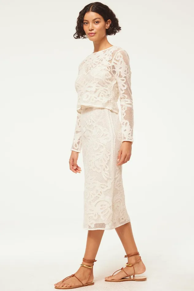Women MISA Los Angeles Matching Sets KORD SKIRT Embroidered Mesh