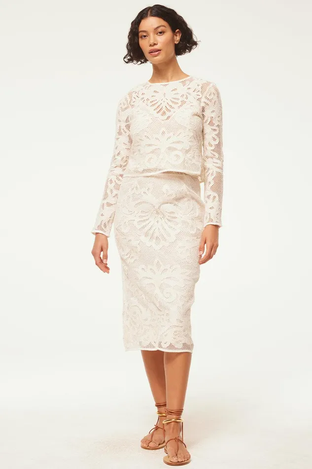 Women MISA Los Angeles Matching Sets KORD SKIRT Embroidered Mesh