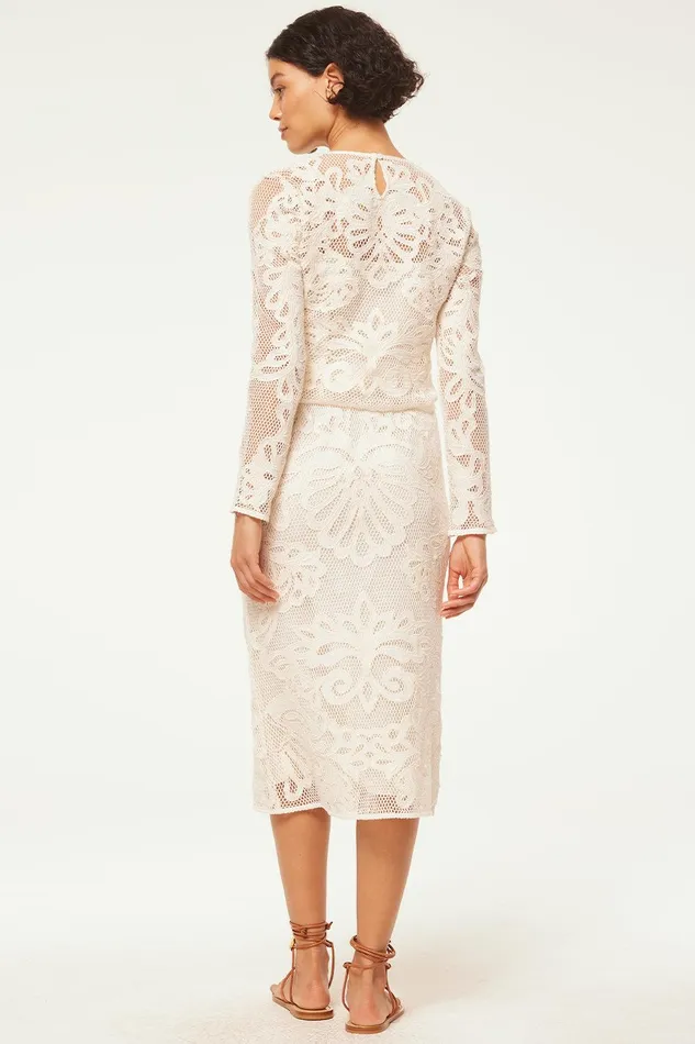 Women MISA Los Angeles Matching Sets KORD SKIRT Embroidered Mesh