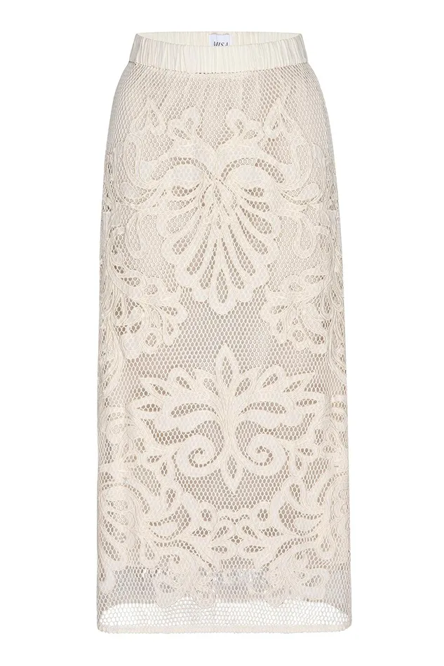 Women MISA Los Angeles Matching Sets KORD SKIRT Embroidered Mesh