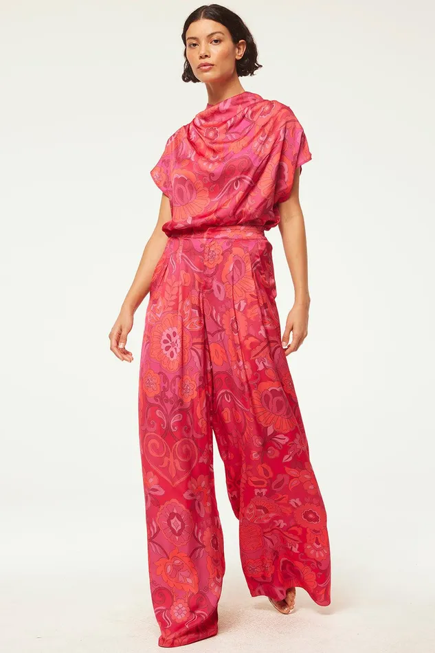 Women MISA Los Angeles Pants LEMOR PANT Flora Corsica Fuchsia