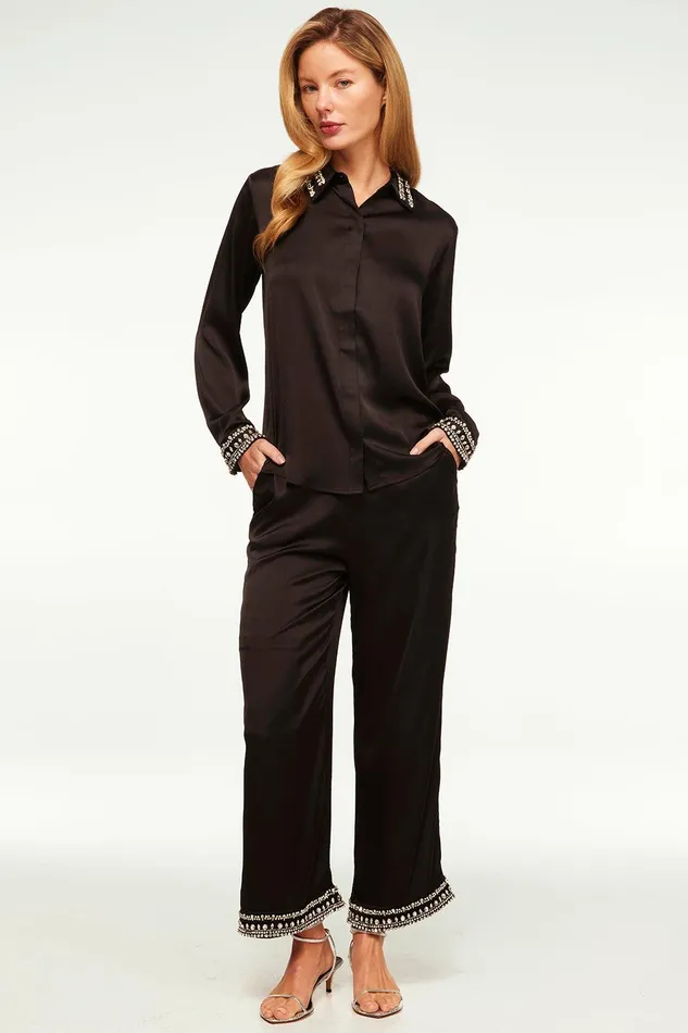 Women MISA Los Angeles Tops ELLIE TOP Ivory Satin