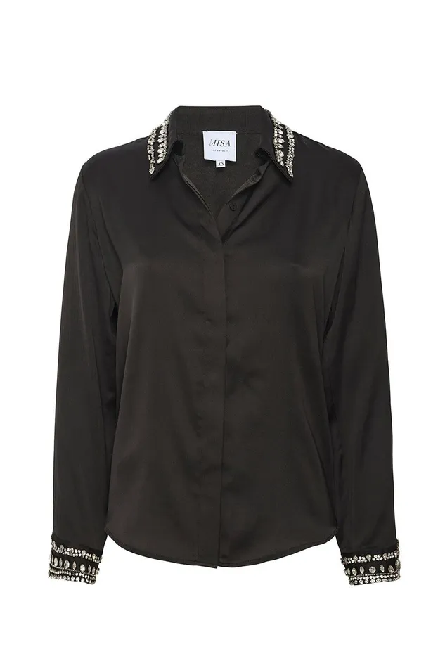 Women MISA Los Angeles Tops ELLIE TOP Ivory Satin