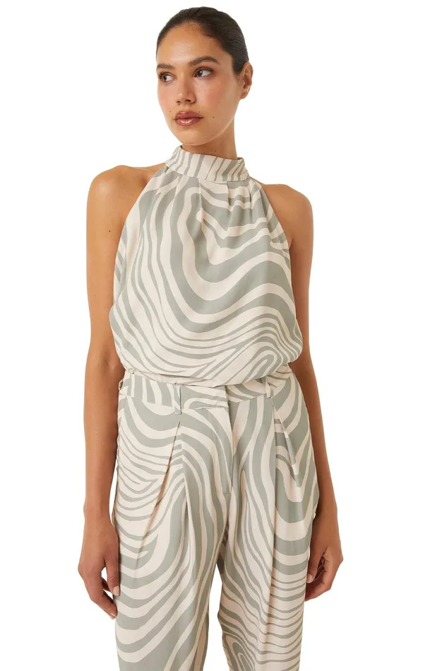 Women MISA Los Angeles Tops YVAN TOP Abstract Zebra