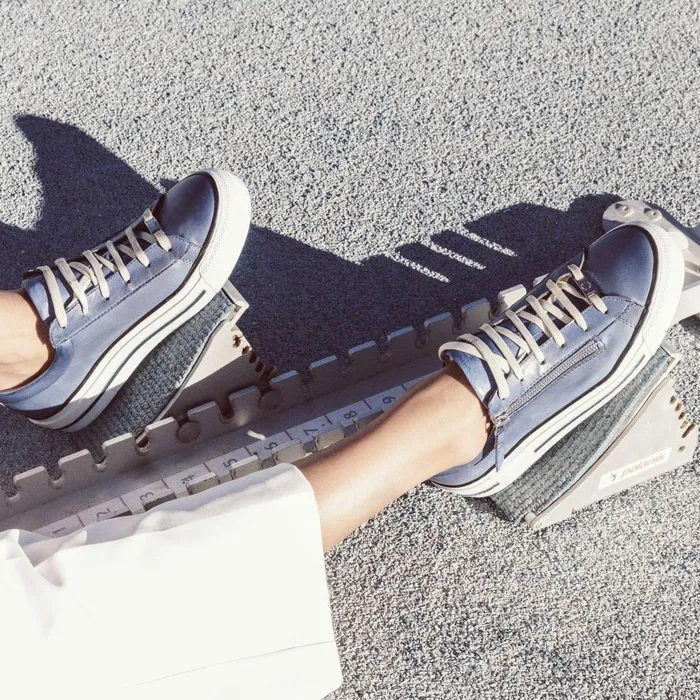 Women Moda In Pelle Casual Trainers Filician Denim Leather