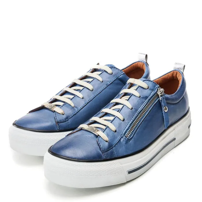 Women Moda In Pelle Casual Trainers Filician Denim Leather