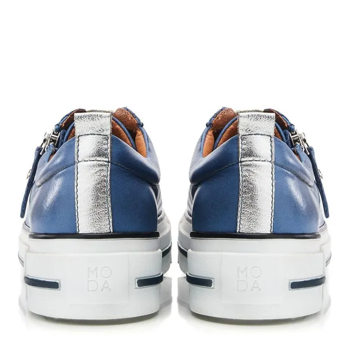 Women Moda In Pelle Casual Trainers Filician Denim Leather