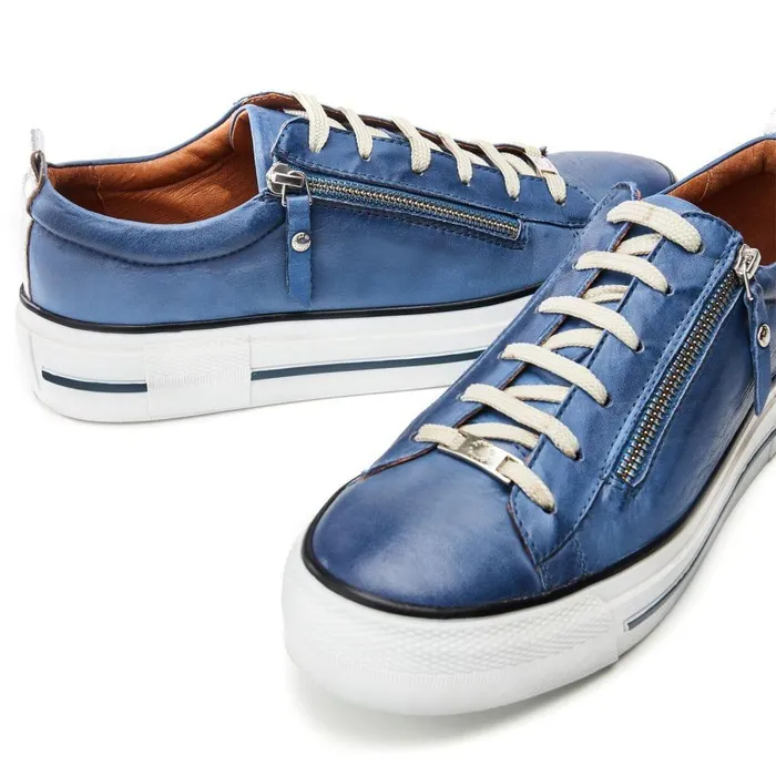 Women Moda In Pelle Casual Trainers Filician Denim Leather