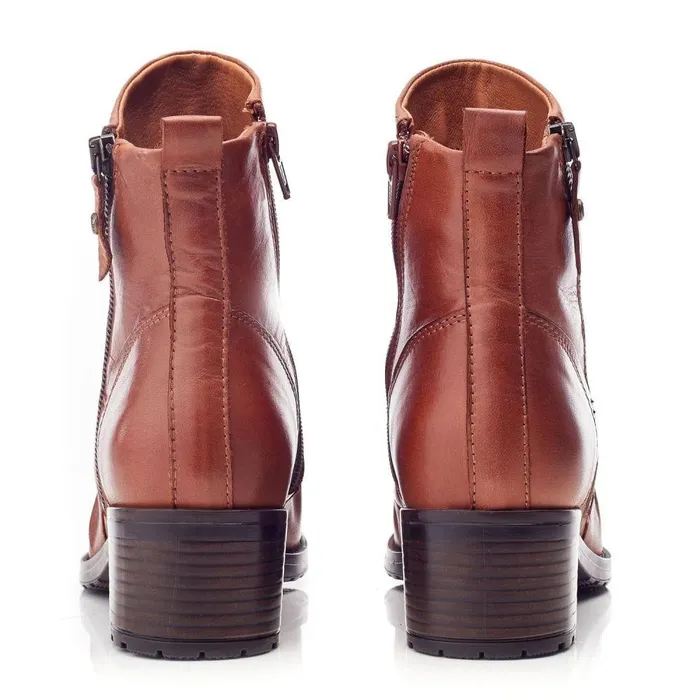 Women Moda In Pelle Heeled And Wedge Boots Onika Tan Leather