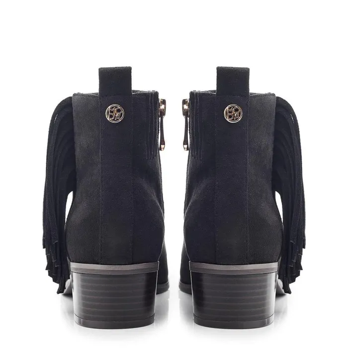 Women Moda In Pelle Heeled And Wedge Boots Pichon Black Alcantara