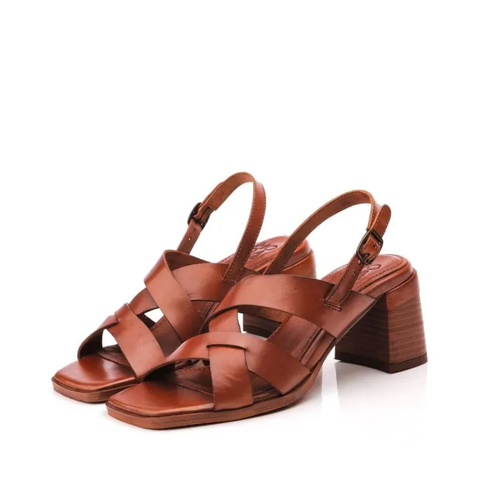 Women Moda In Pelle Heeled Sandals Leeana Tan Leather