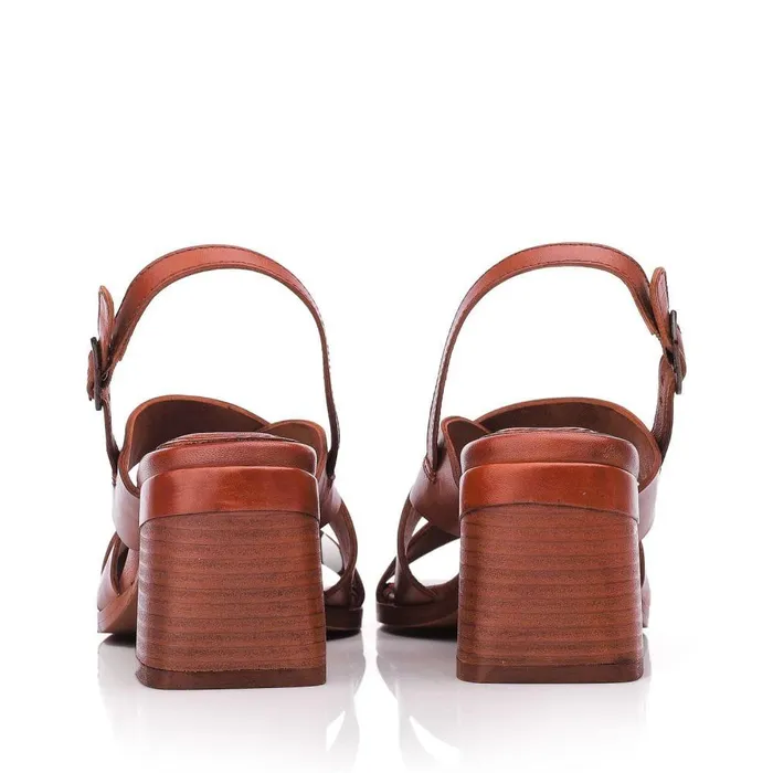 Women Moda In Pelle Heeled Sandals Leeana Tan Leather