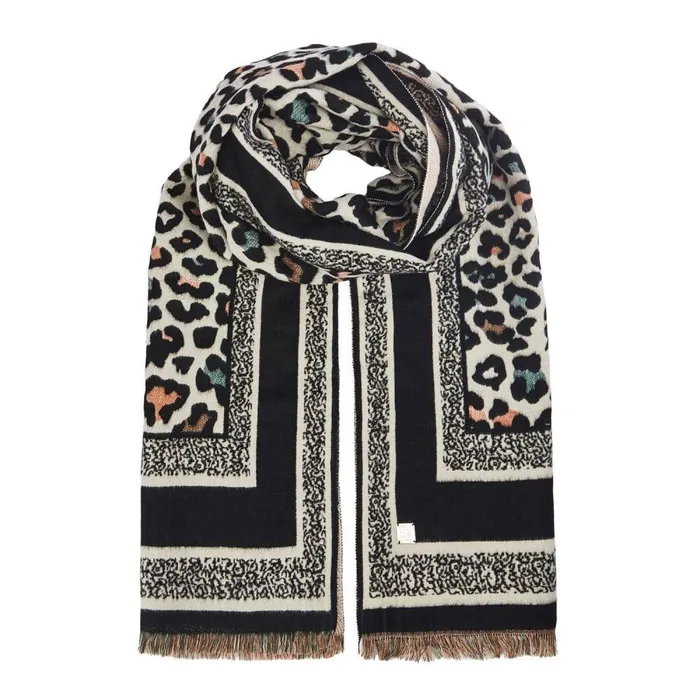 Women Moda In Pelle Scarves Leonniescarf Black Textile