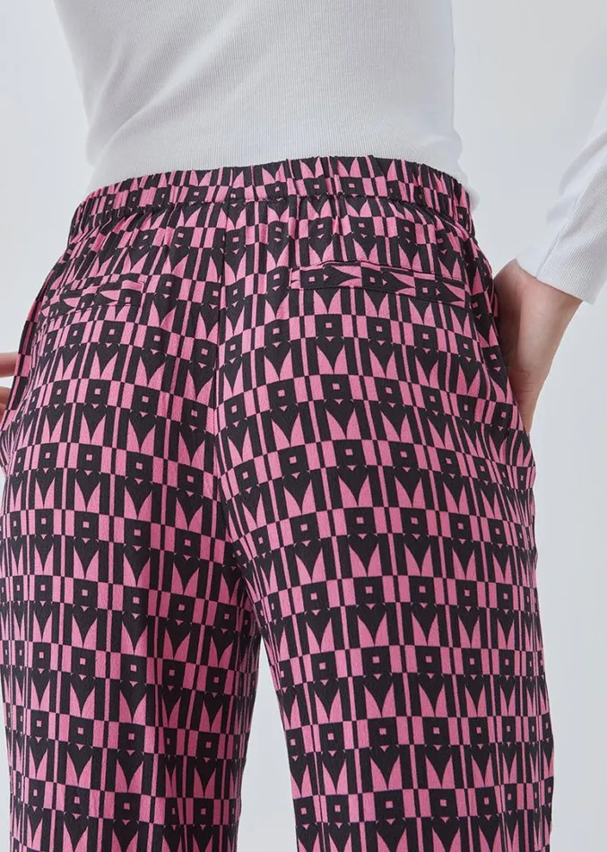 Women Modstrm Pants and Leggings BorysMD Print Pants Graphic Heart Cosmos Pink