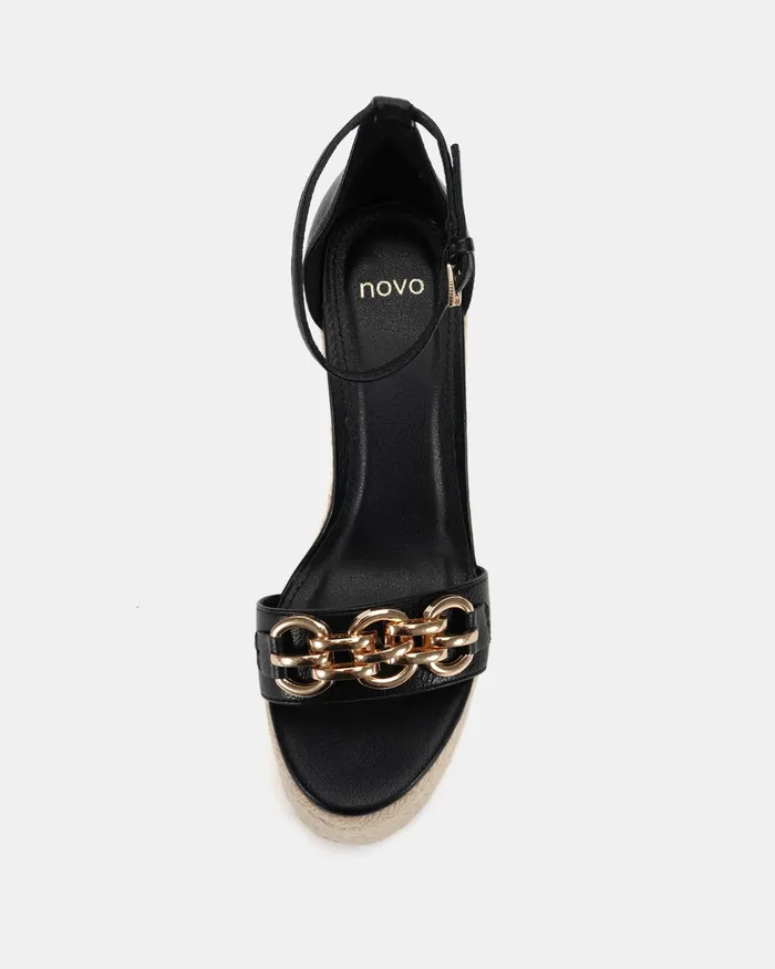 Women NOVO Shoes WOLF BLACK Wedges