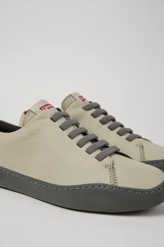 Women Peu Touring Gray Leather Sneakers Camper Sneakers