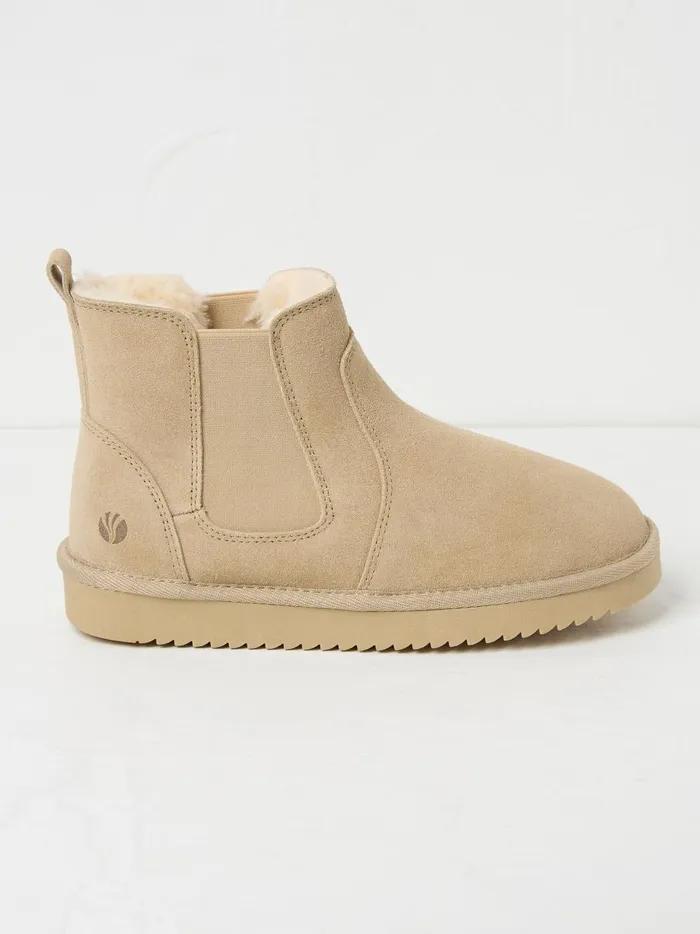 Women Pyjamas and Nightwear Fat Face Mabel Light Natural Suede Slipper Boots