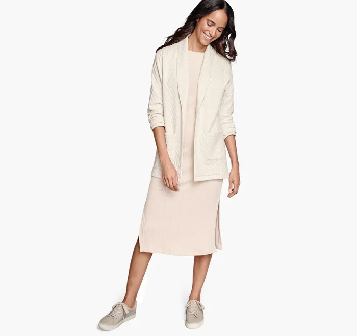 Women Quilted ShawlCollar Cardigan Cream JohnstonandMurphy Shirts Sweaters and Blazers Women Quilted ShawlCollar Cardigan Cream JohnstonandMurphy Shirts Sweaters and Blazers