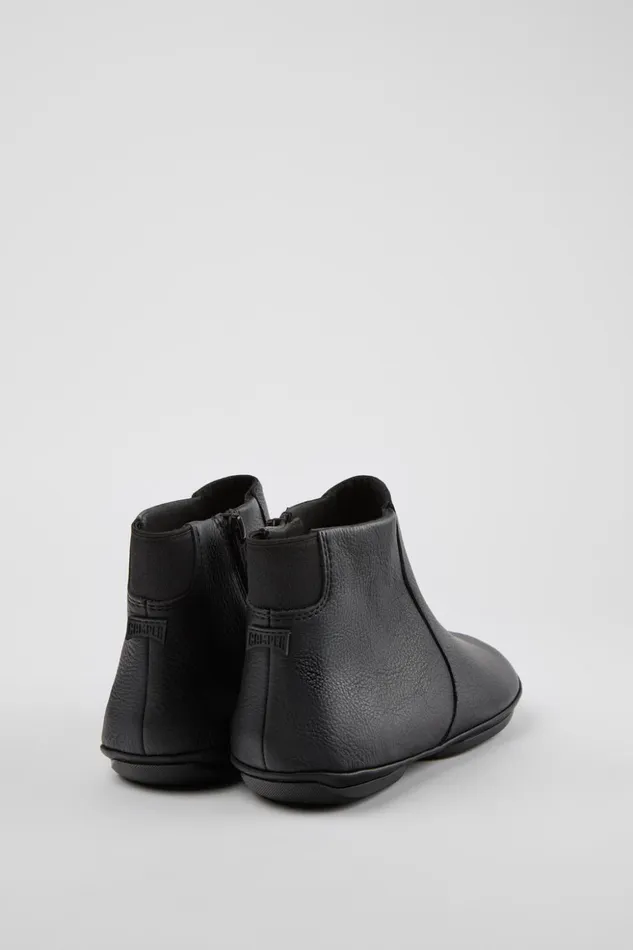 Women Right Black Leather Ankle Boots Camper Ankle Boots