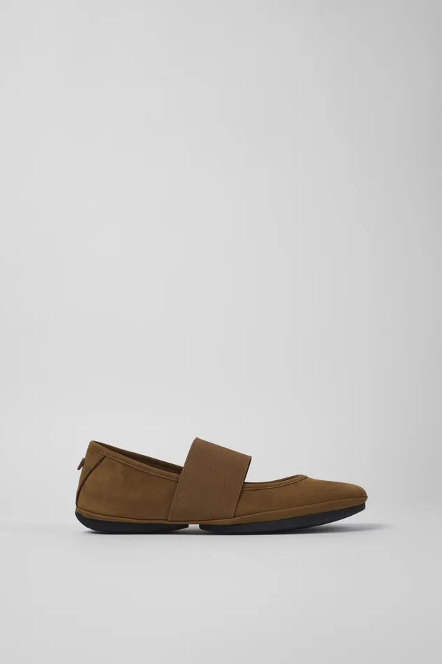 Women Right Brown Nubuck Ballerina Camper Ballerinas