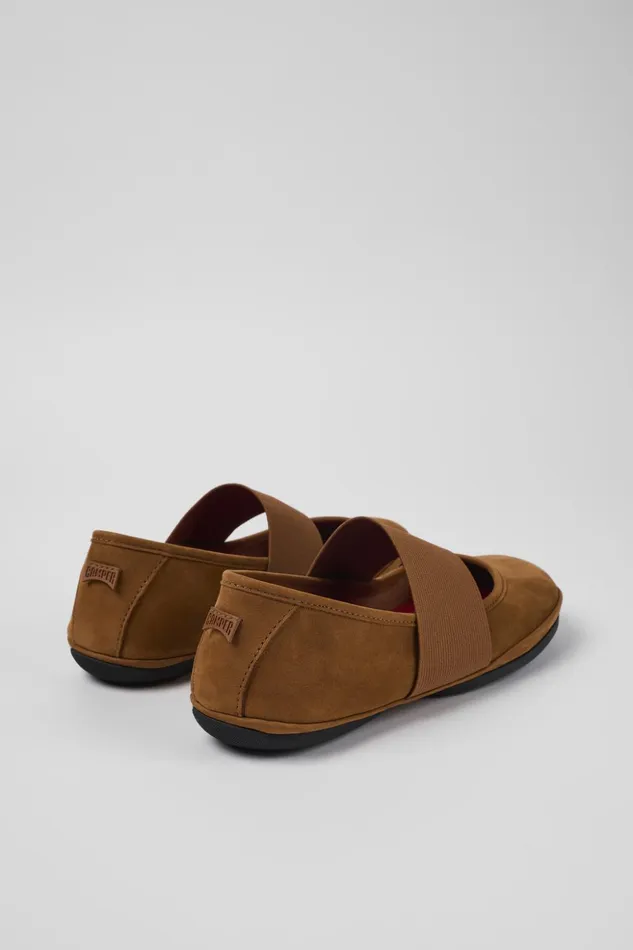 Women Right Brown Nubuck Ballerina Camper Ballerinas