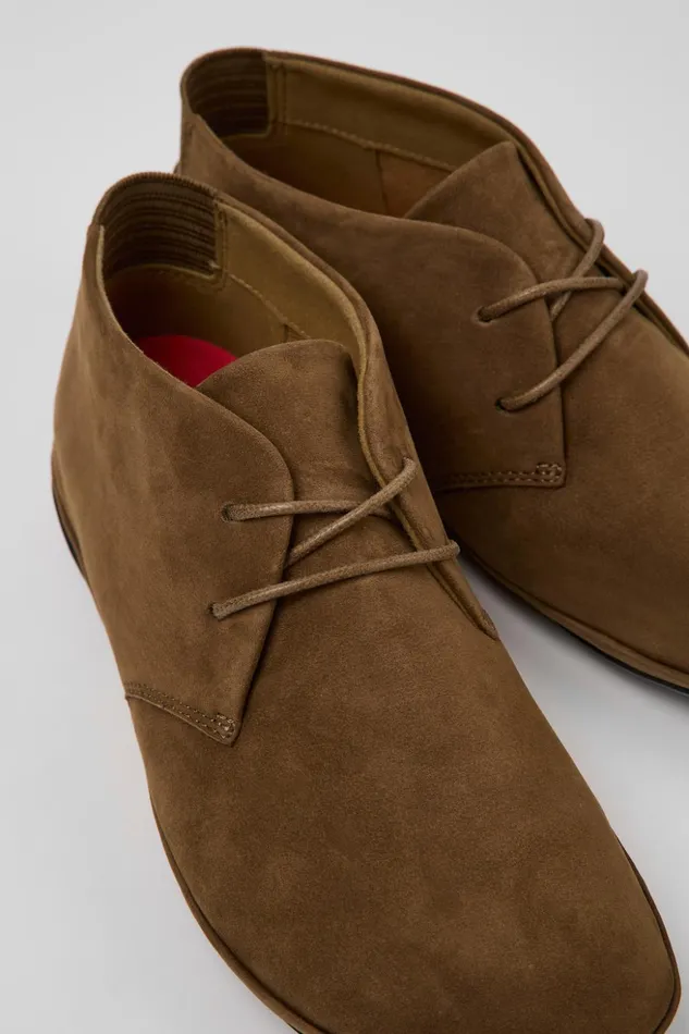 Women Right Brown Nubuck Shoes Camper Ankle Boots