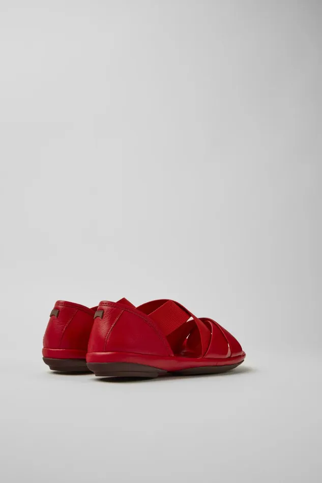 Women Right Red Leather Sandals Camper Flat Shoes Women Right Red Leather Sandals Camper Flat Shoes