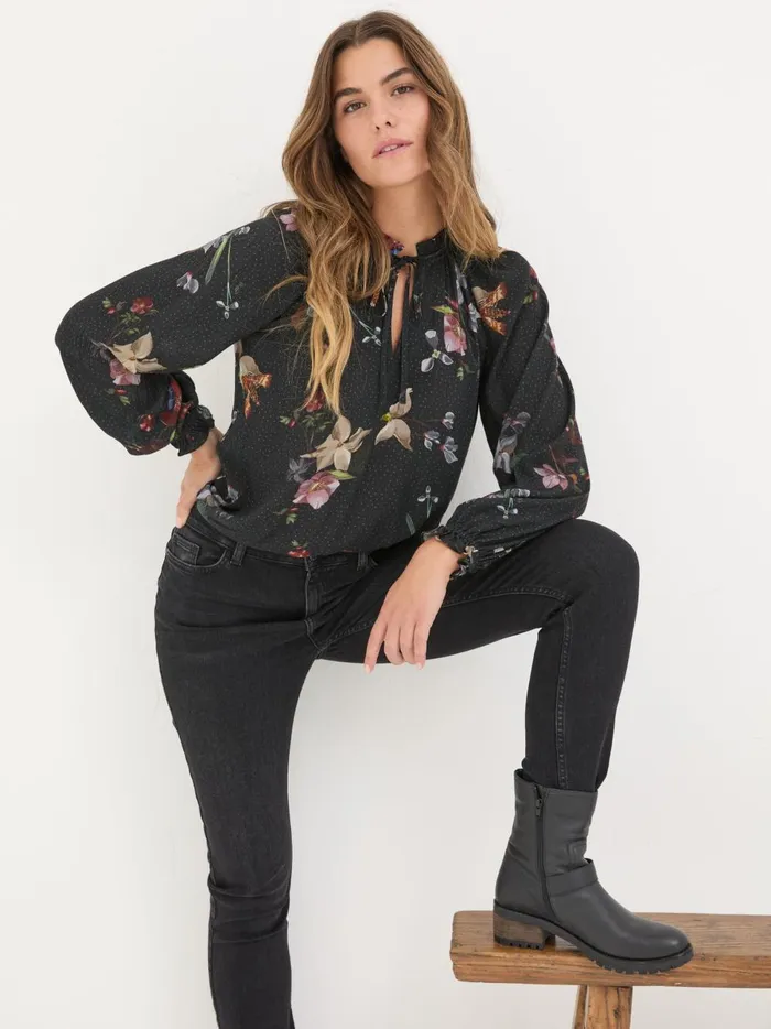 Women Shirts and Blouses Fat Face Black Lil Moonlit Blouse Women Shirts and Blouses Fat Face Black Lil Moonlit Blouse