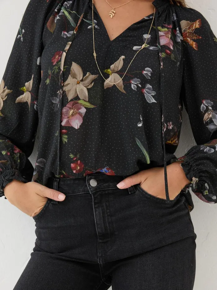 Women Shirts and Blouses Fat Face Black Lil Moonlit Blouse Women Shirts and Blouses Fat Face Black Lil Moonlit Blouse