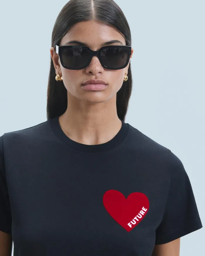 Women Shirts TShirts and Tops From Future Heart Crewneck TShirt Black