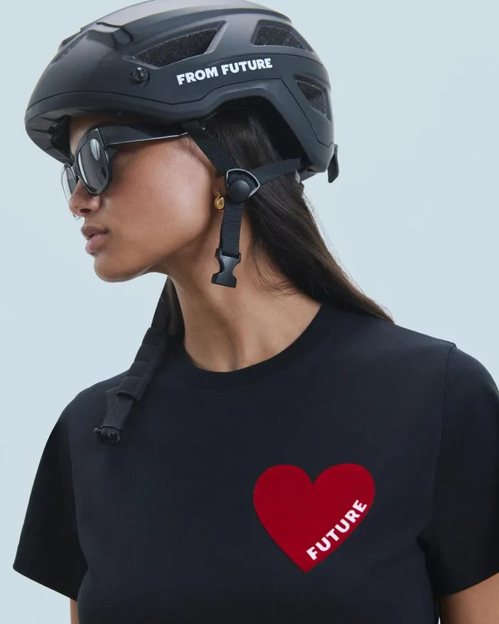 Women Shirts TShirts and Tops From Future Heart Crewneck TShirt Black