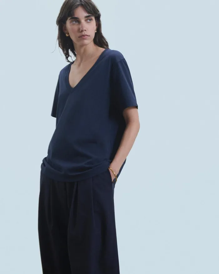 Women Shirts TShirts and Tops From Future Short Sleeve VNeck TShirt Navy