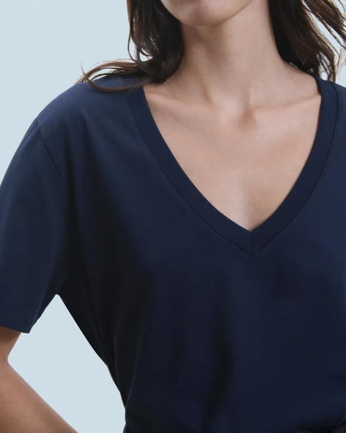 Women Shirts TShirts and Tops From Future Short Sleeve VNeck TShirt Navy