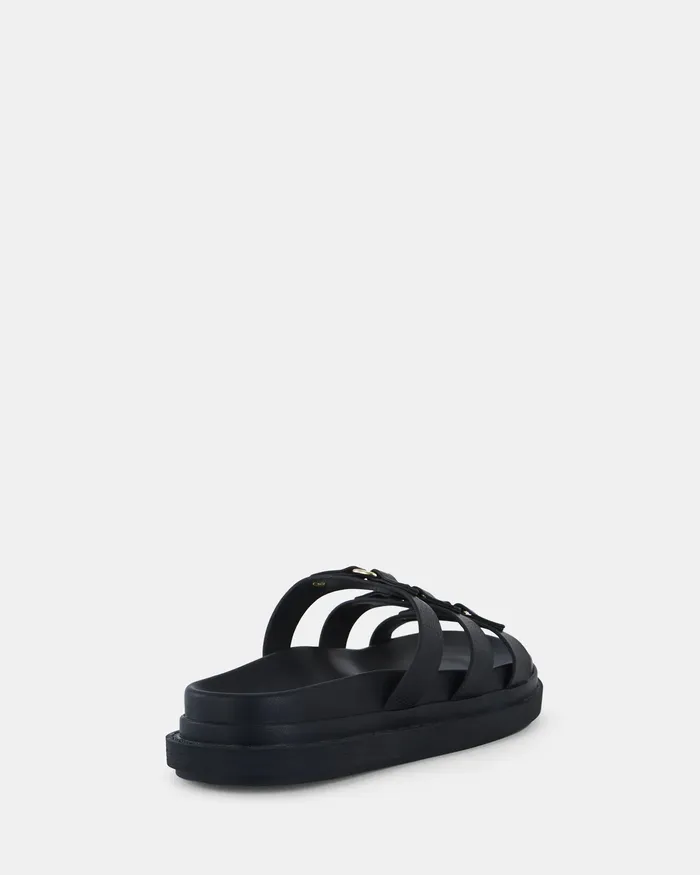 Women SIRACUSA BLACK Flatform Flat Sandals NOVO Shoes