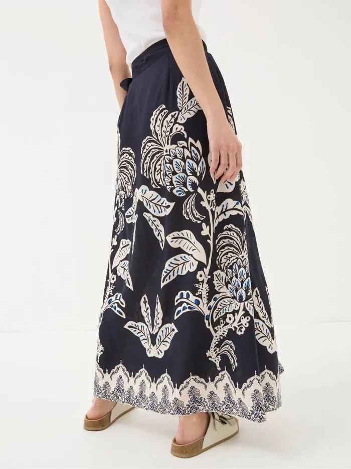 Women Skirts Fat Face Blakely Blue Damask Placement Midi Skirt