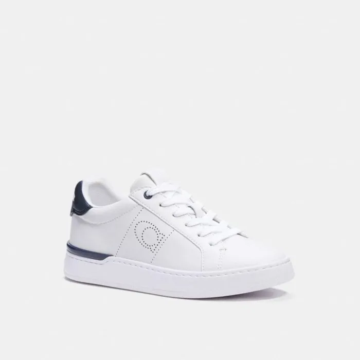 Women Sneakers Coach Lowline Low Top Sneaker Optic White Midnight Navy