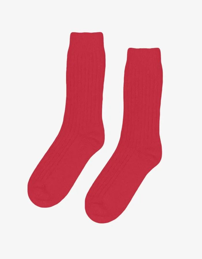 Women Socks Colorful Standard Merino Wool Blend Sock Scarlet Red