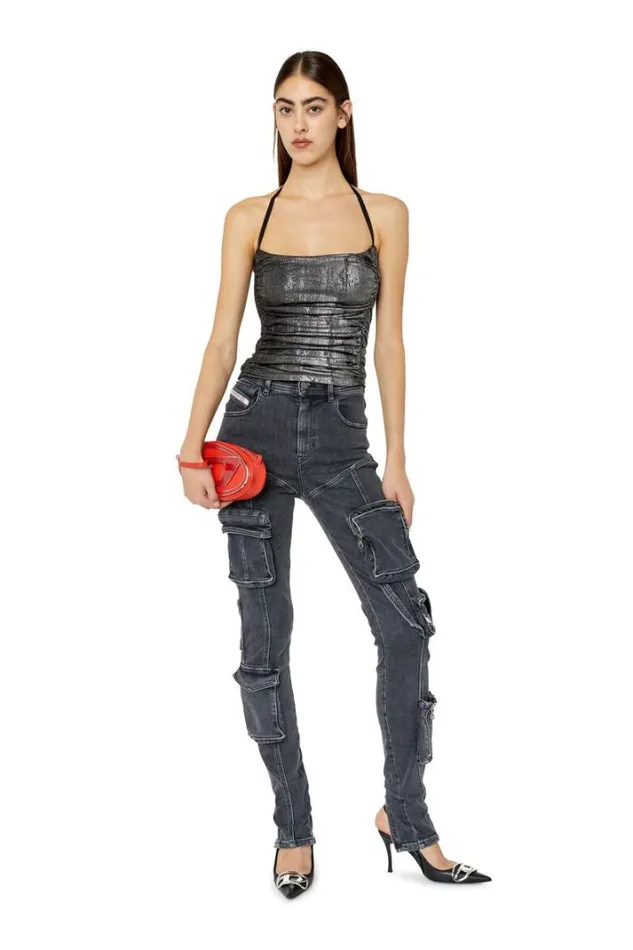 Women Super Skinny Jeans 1984 SlandyHigh 09f27 Blackdark Grey Diesel Super Skinny