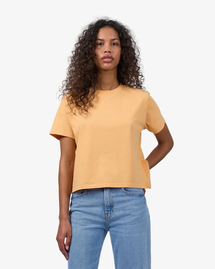 Women TShirts Colorful Standard Organic Boxy Crop Tee Faded Pink