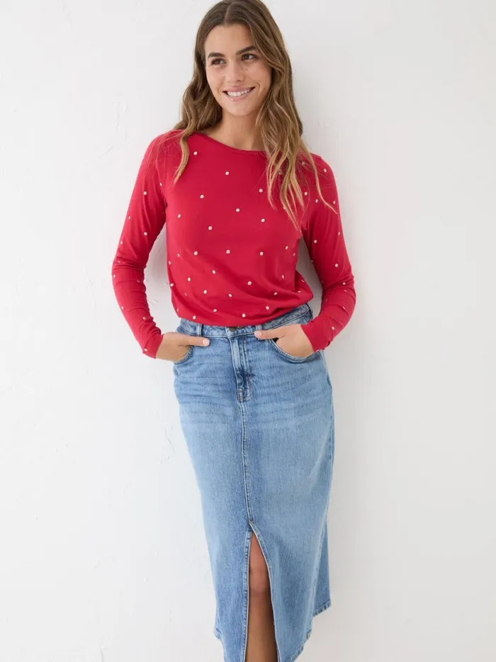 Women Tops and TShirts Fat Face Red Bree Spot Top