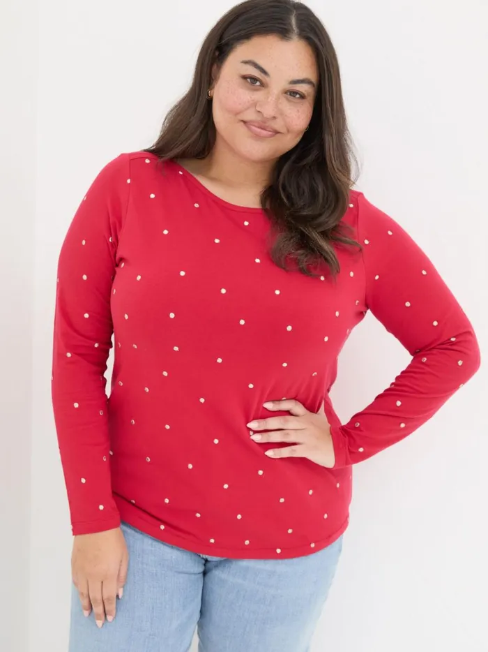 Women Tops and TShirts Fat Face Red Bree Spot Top