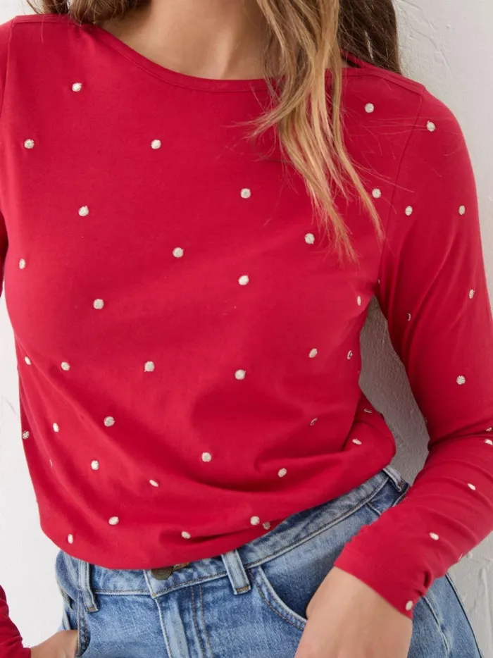 Women Tops and TShirts Fat Face Red Bree Spot Top